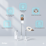 3-in-1 foldable LED fill light with smartphone stand, telescopic remote, portable studio, multiple angles