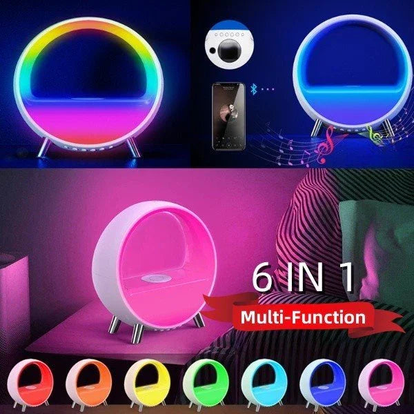 6-in-1 multi-function round atmosphere lamp with Bluetooth speaker in various colors