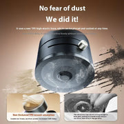 Black cylindrical device with TPE vacuum base for dust-free strong suction power