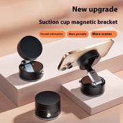 Black suction cup magnetic phone holders displayed on white blocks with a gold smartphone mounted