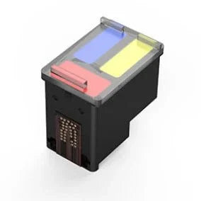 Compact color portable printer ink cartridge with blue, yellow, and red ink chambers
