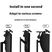 Black adjustable computer eye protection lamp mounted on thin, thick, and curved monitor screens