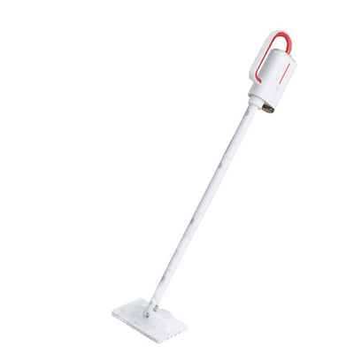 Deerma ZQ610 1600W steam cleaner with long white handle and red accent on top