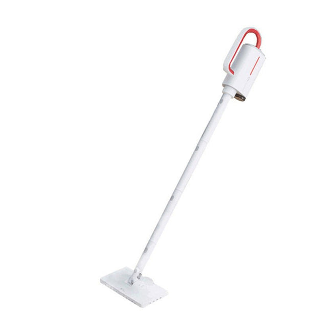 Deerma ZQ610 1600W steam cleaner with long white handle and red accent on top