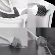 Silicone electric toilet brush with flexible bristles cleaning toilet bowl corners and edges