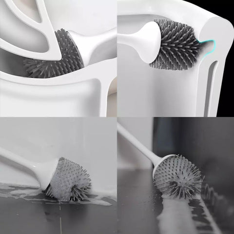 Silicone electric toilet brush with flexible bristles cleaning toilet bowl corners and edges