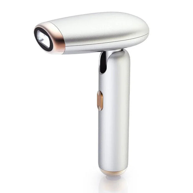 compact foldable laser hair removal device in white and rose gold with handheld design
