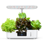 Indoor smart hydroponic planter with LED grow light and fresh leafy greens