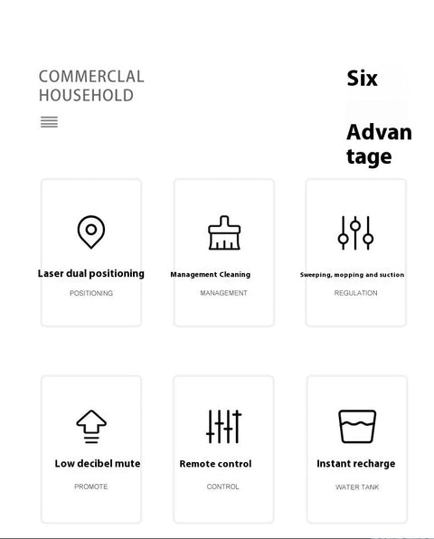 Intelligent three-in-one sweeping robot for commercial and household use with laser dual positioning, remote control, low noise, and instant recharge