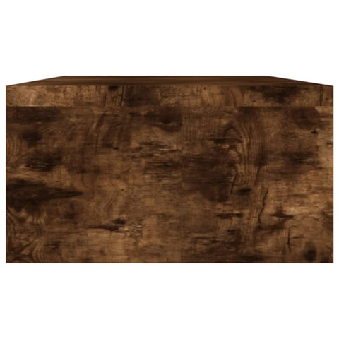 Smoked oak wooden monitor stand with rich grain texture and rectangular shape