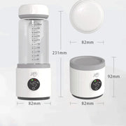 Jiffi portable milk temperature regulator with digital display, dimensions shown