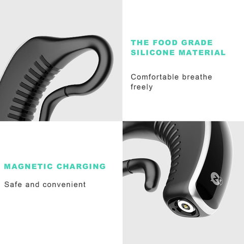 Black smart anti-snoring device with food grade silicone and magnetic charging