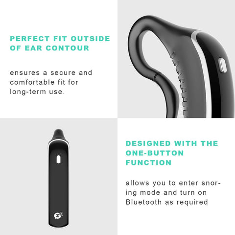 Smart anti-snoring device with ergonomic ear-hook design and one-button Bluetooth function