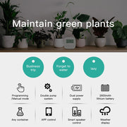 Smart plant watering system with app control, dual power, weather display, and lithium battery for green plants