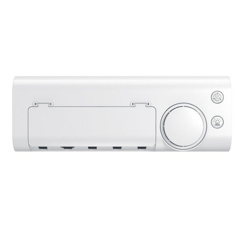 White UV toothbrush sterilizer with digital control dial and indicator buttons