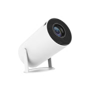 Magcubic HY300 white video projector with black lens ring on adjustable stand