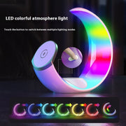 LED colorful crescent-shaped wireless ambience light with touch button for multiple lighting modes