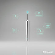 Silver wireless ear cleaner with HD camera, WiFi, 3-axis gyroscope, and 50% battery display