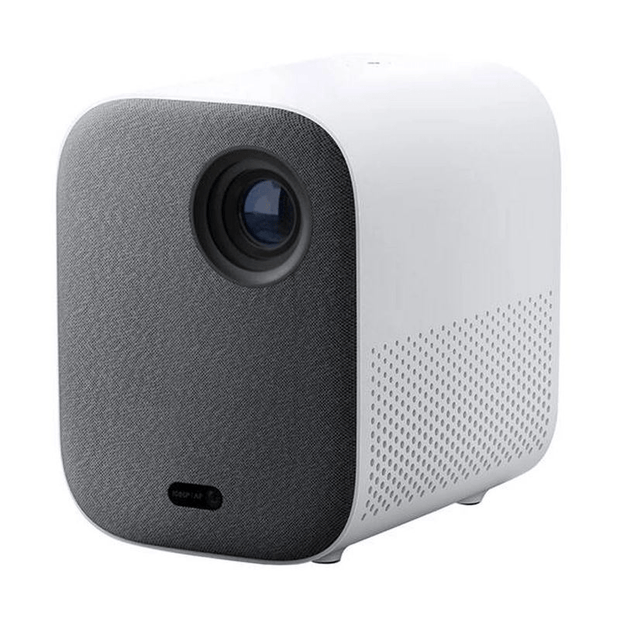 Xiaomi Mi Smart Projector 2 white compact home cinema projector with gray fabric front